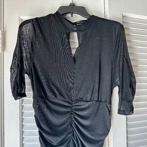 Black Ruched Mesh Top New York and Company